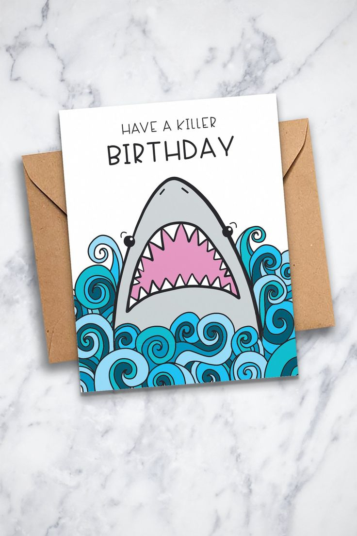 Fun Shark Birthday Card Printable Shark Card For Kids Shark Week inside Shark Birthday Card Printable