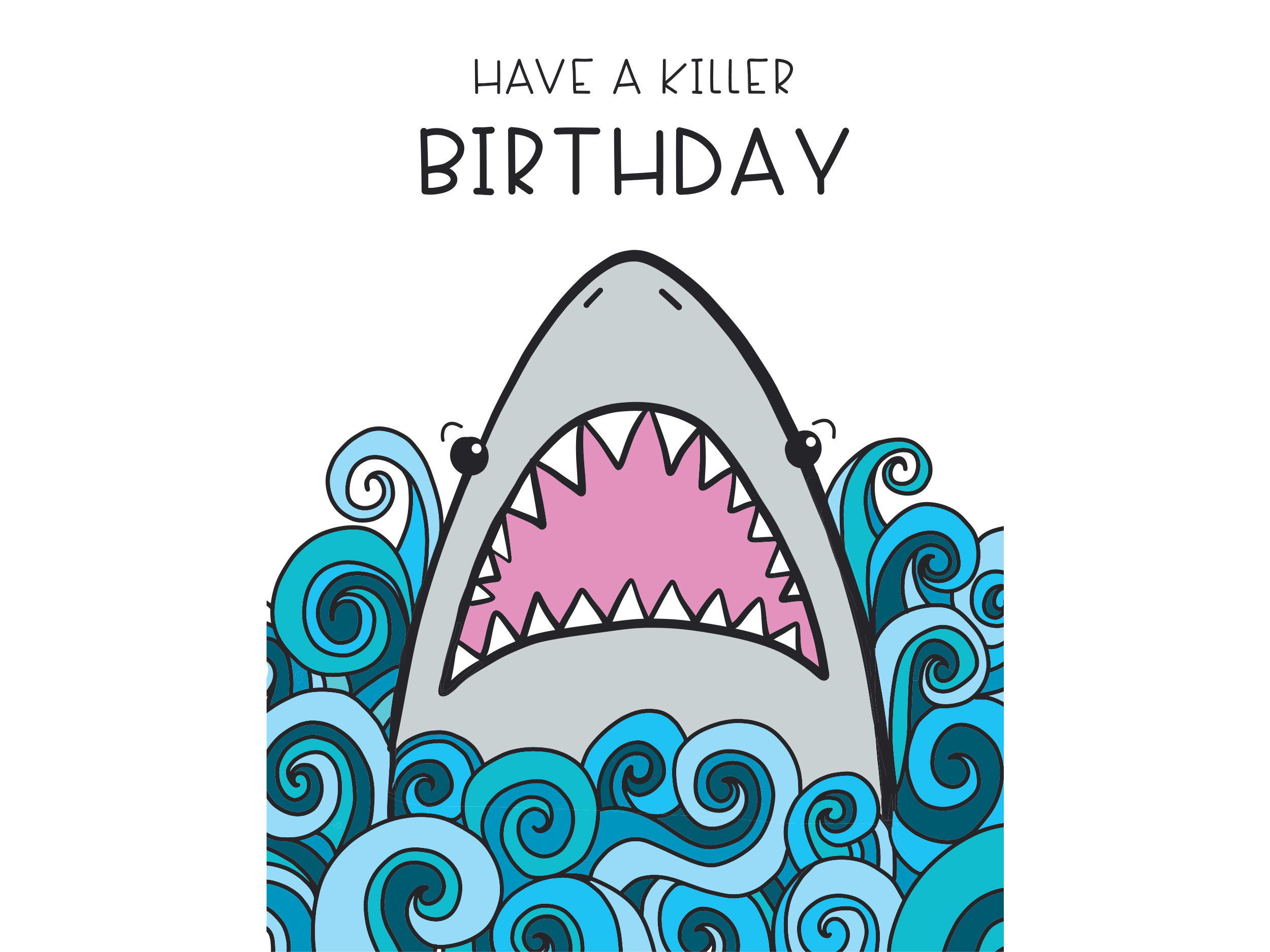 Fun Shark Birthday Card Printable Shark Card For Kids Shark Week with regard to Shark Birthday Card Printable