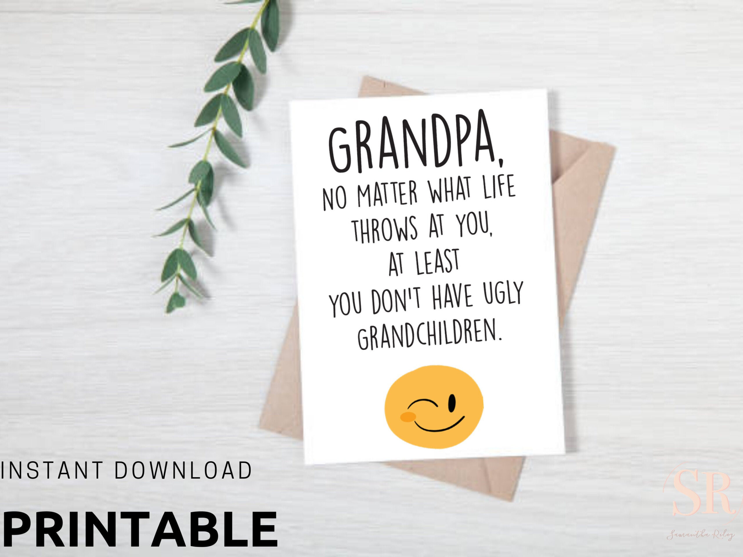 Funny Grandfather Birthday Card, Grandparents Day, Printable, Instant Download with regard to Printable Birthday Cards For Grandparents