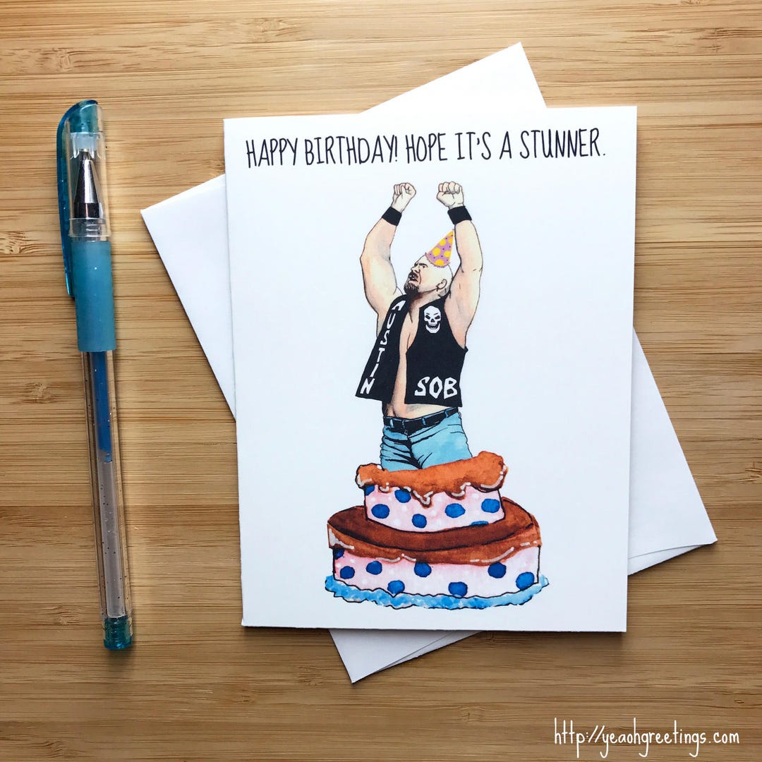 Funny Stunner Birthday Card, Pro Wrestling, Wrestling Gifts, Birthday Party Gift, Happy Birthday Greeting Card For Husband Bff - Etsy Sweden throughout Wrestling Birthday Cards Printable Free