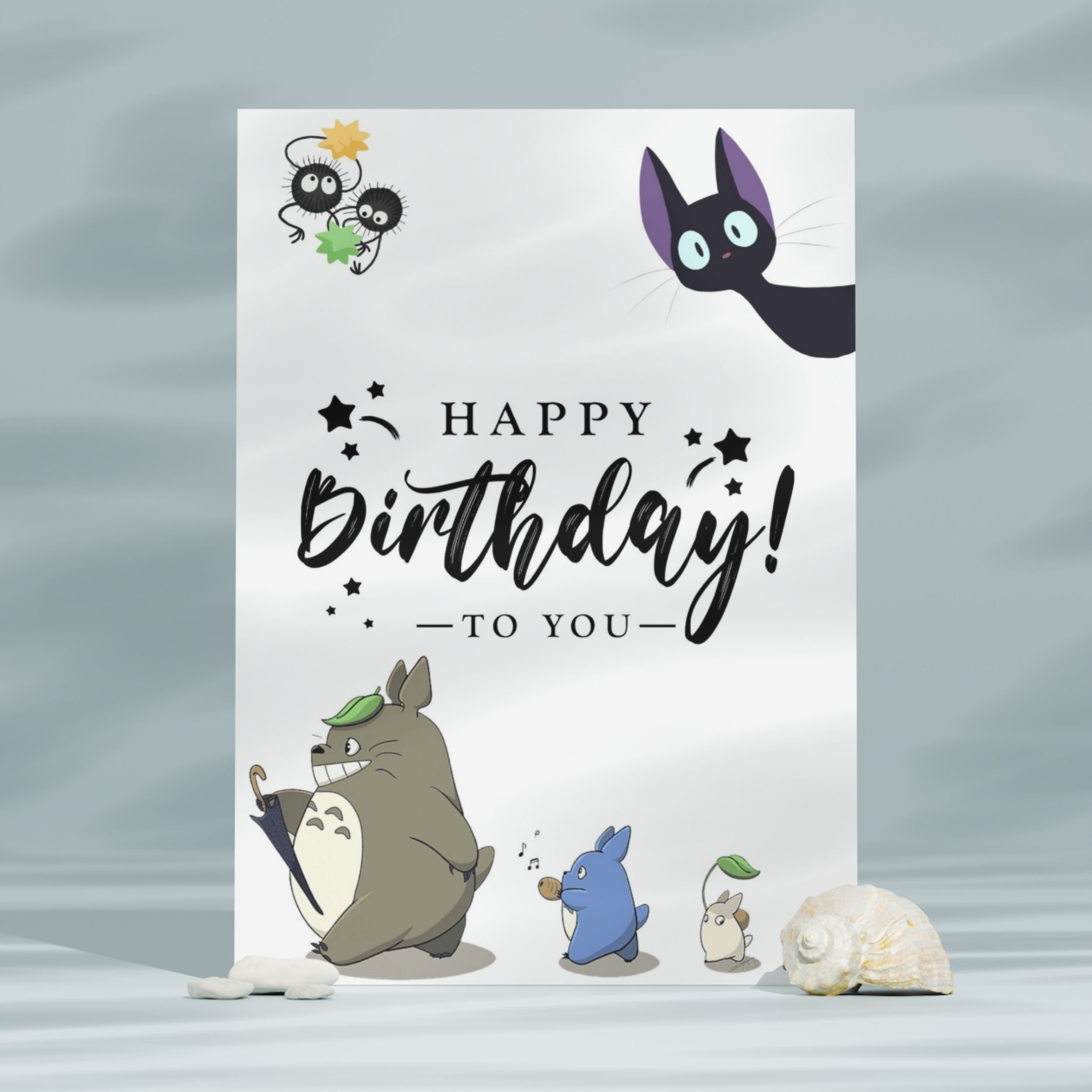 Ghibli Happy Birthday To You Card Printable, Totoro And Friends with regard to Totoro Birthday Card Printable