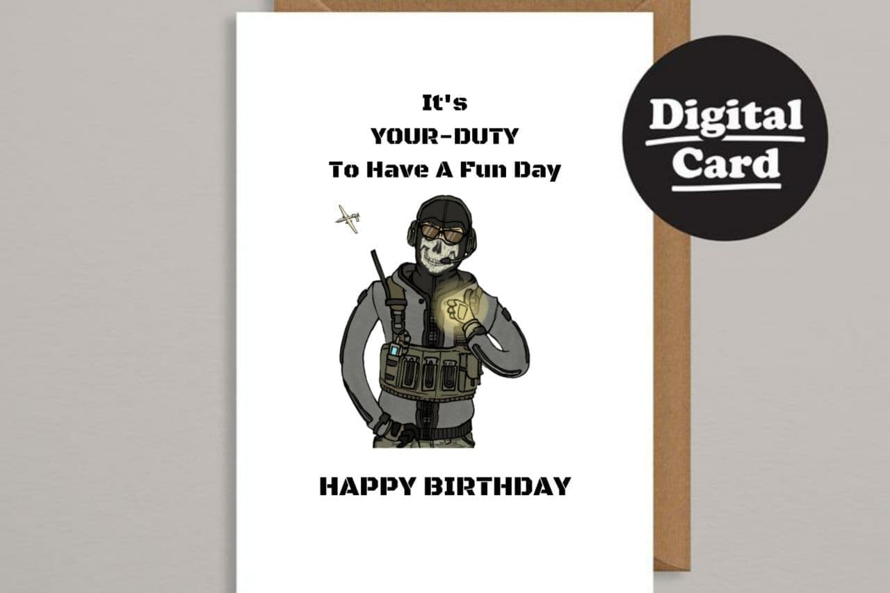 Gifts Birthday Party Card Print At Home Digital File Printable inside Call Of Duty Birthday Card Printable