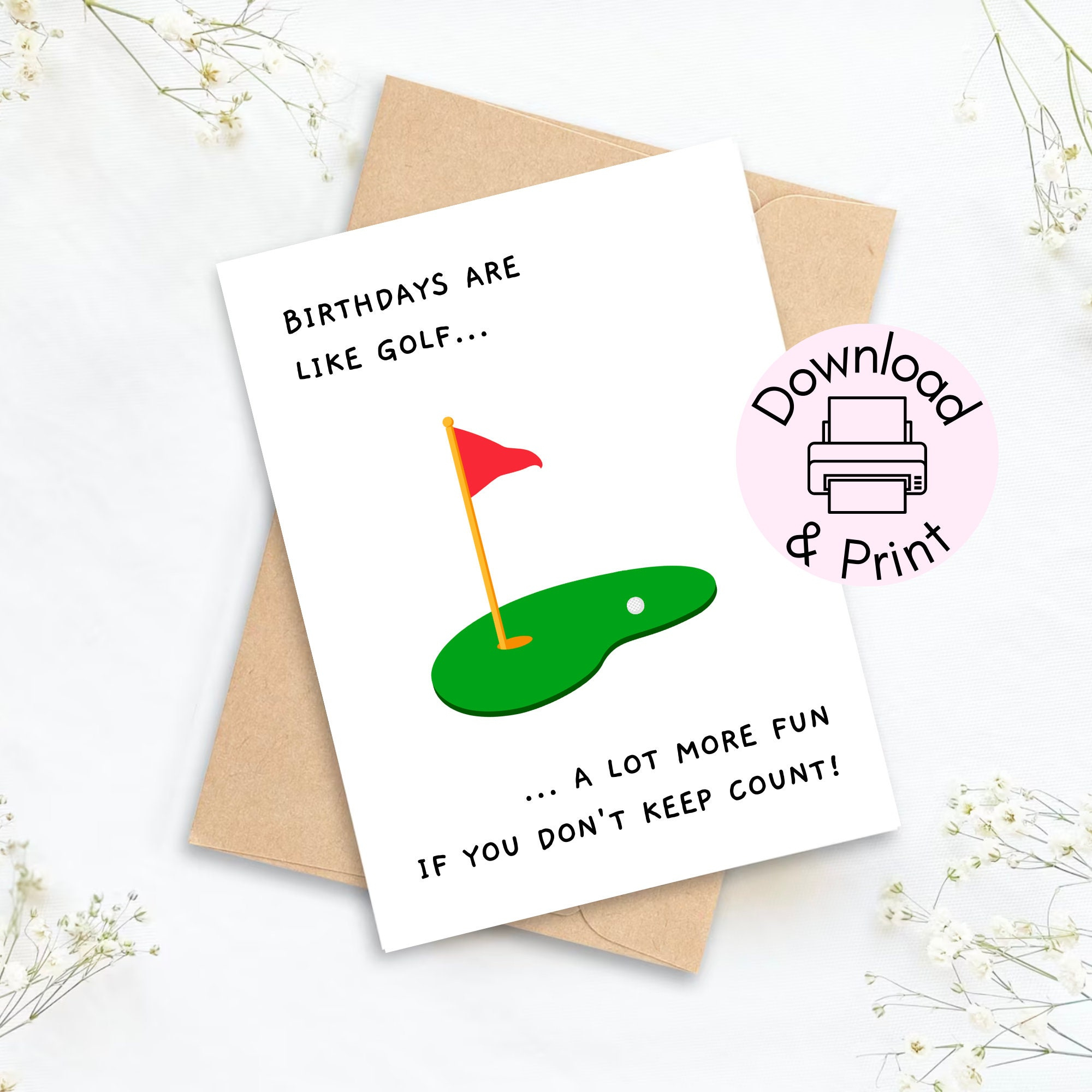 Golf Birthday Printable Card Happy Birthday Card Birthday Card For with Golf Birthday Cards Free Printable