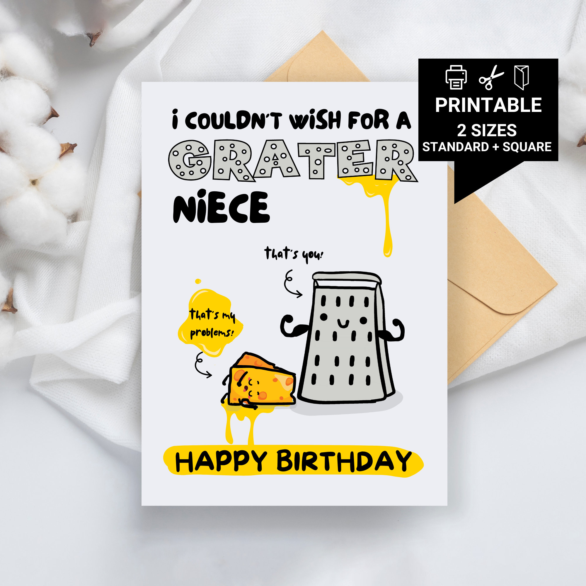 Grater Niece, Funny Printable Birthday Card, Printable Birthday for Birthday Card For Niece Printable