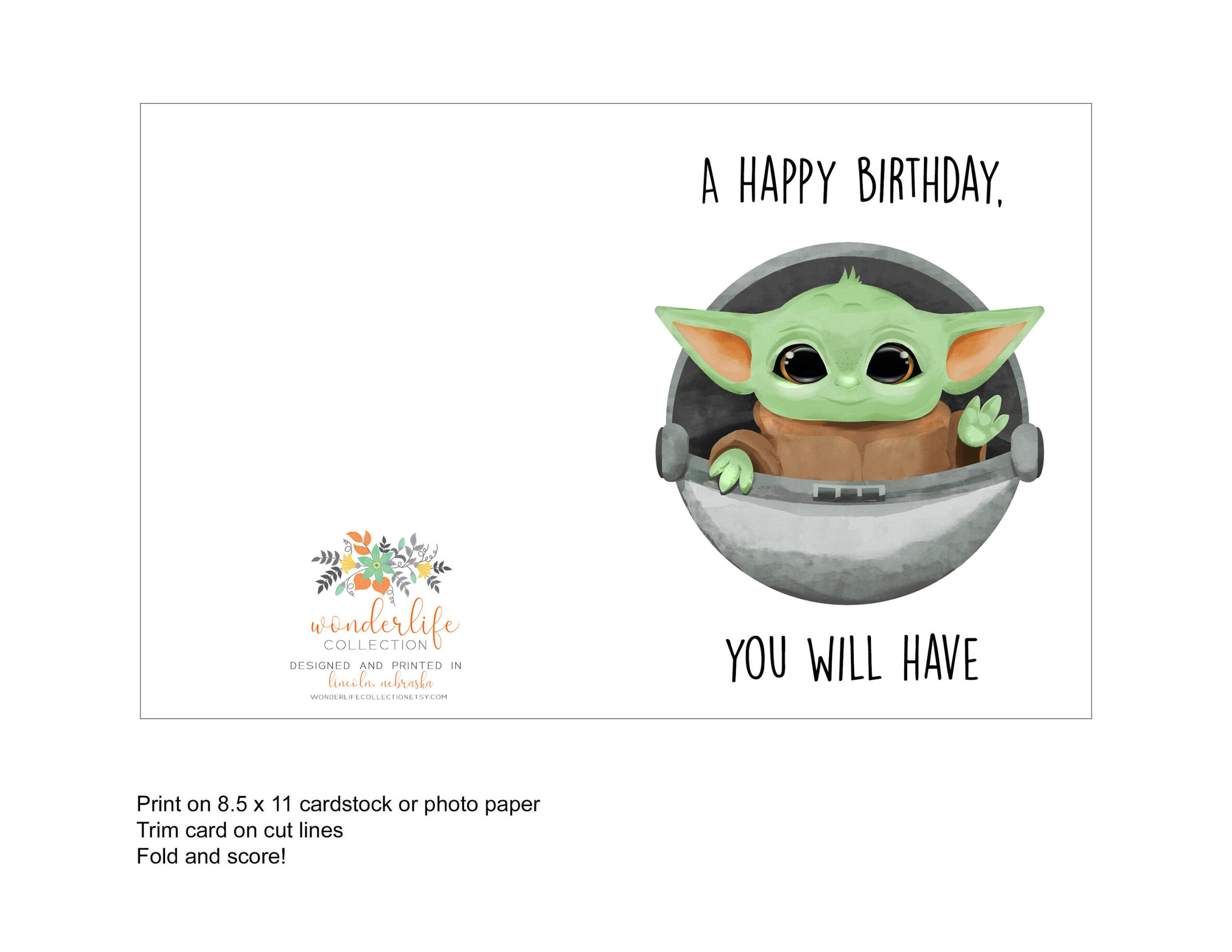 Grogu Birthday Card, Baby Yoda Birthday, Funny Birthday Card, Star Wars Card, Mandalorian Card, Digital Printable Card, Instant Download for Mandalorian Birthday Card Printable