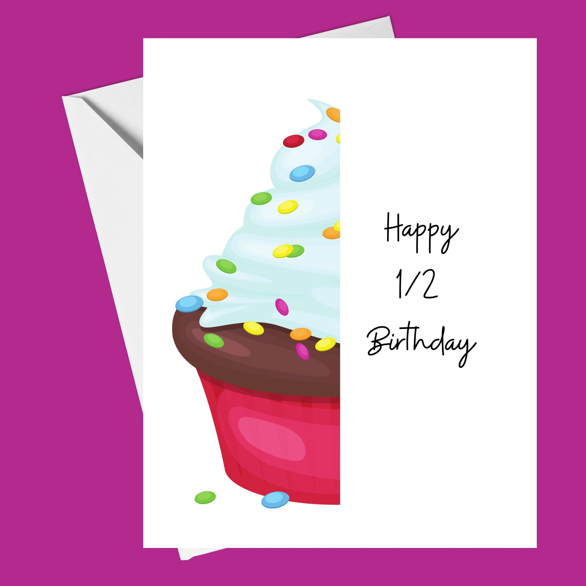 Half Birthday Card, Happy Half Birthday, Celebrate 1/2 Birthday regarding Half Birthday Cards Printable Free