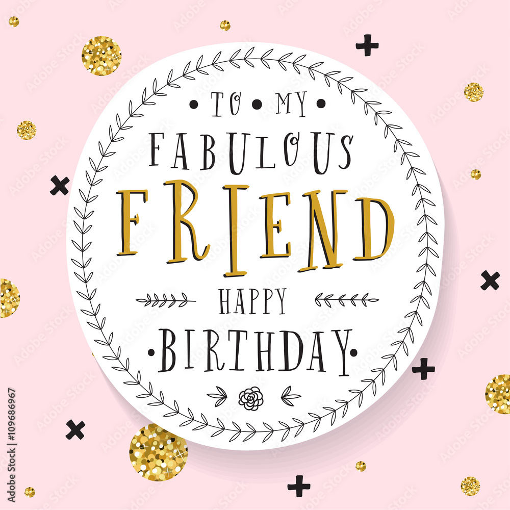 Hand Lettering Birthday Greeting Card. Birthday Party Invitation intended for Printable Birthday Greeting Cards For Friends