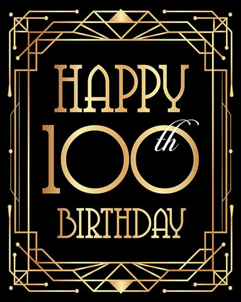 Happy 100Th Birthday Sign, Printable Birthday Poster. Hundred intended for Printable 100th Birthday Cards