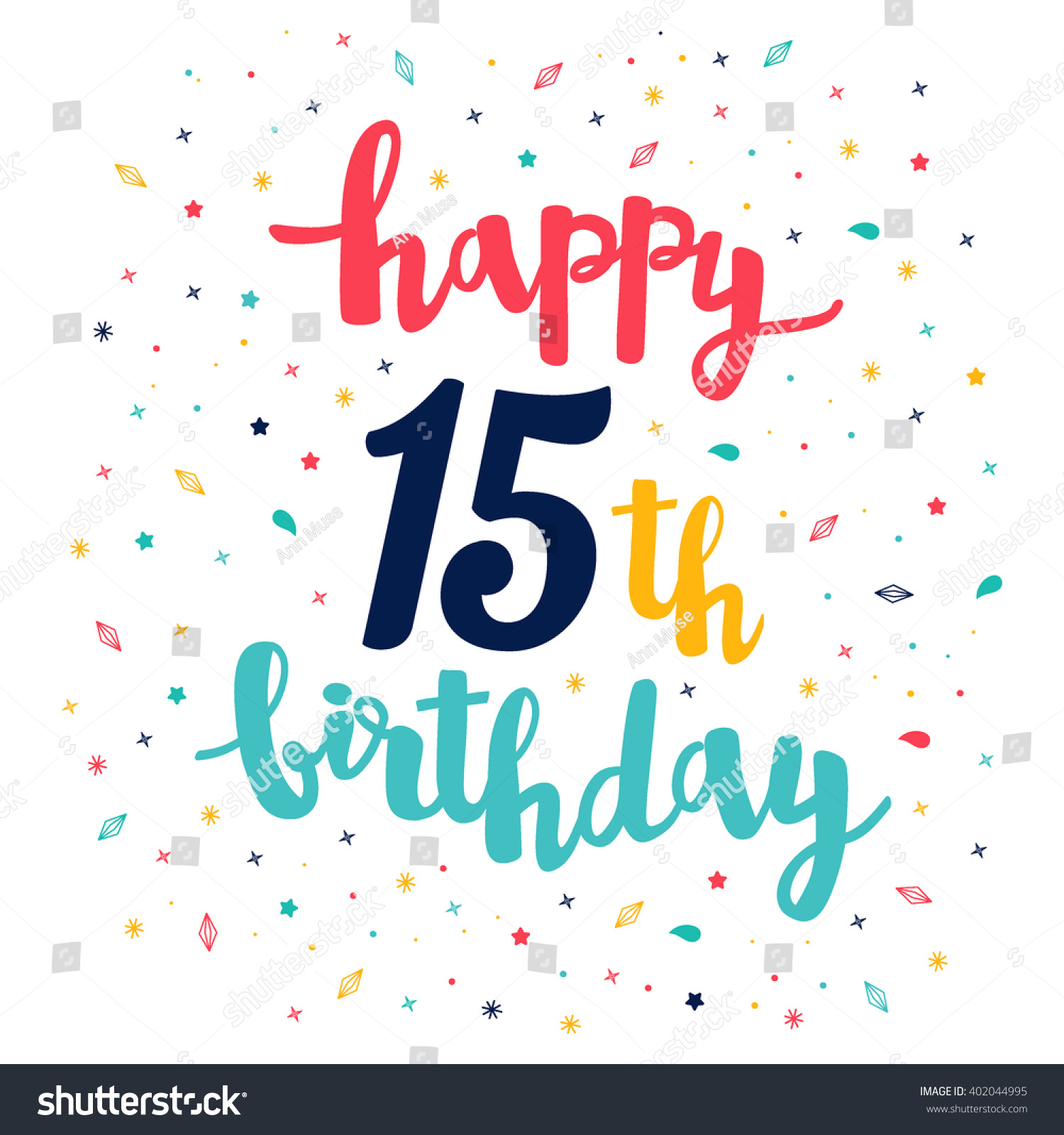 Happy 15Th Birthday Greeting Card Cute Stock Vector (Royalty Free inside Happy 15Th Birthday Cards Printable