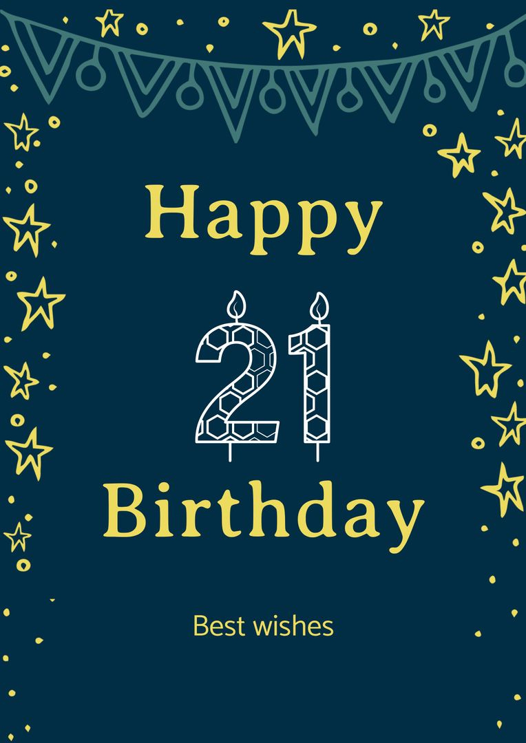 Happy 21St Birthday Greeting Card With Starry Pattern - Download for Free Printable 21st Birthday Greeting Cards