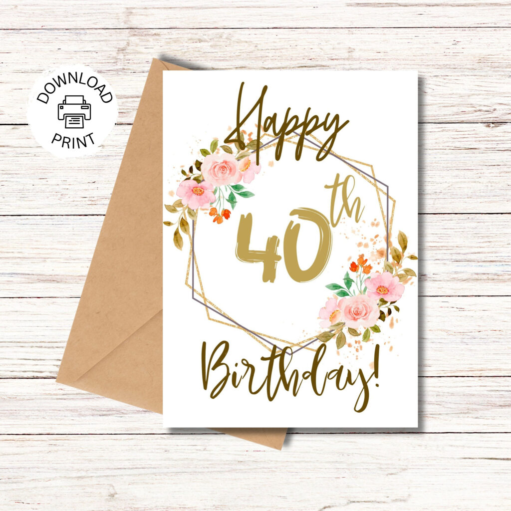Happy 40th Birthday Card Printable