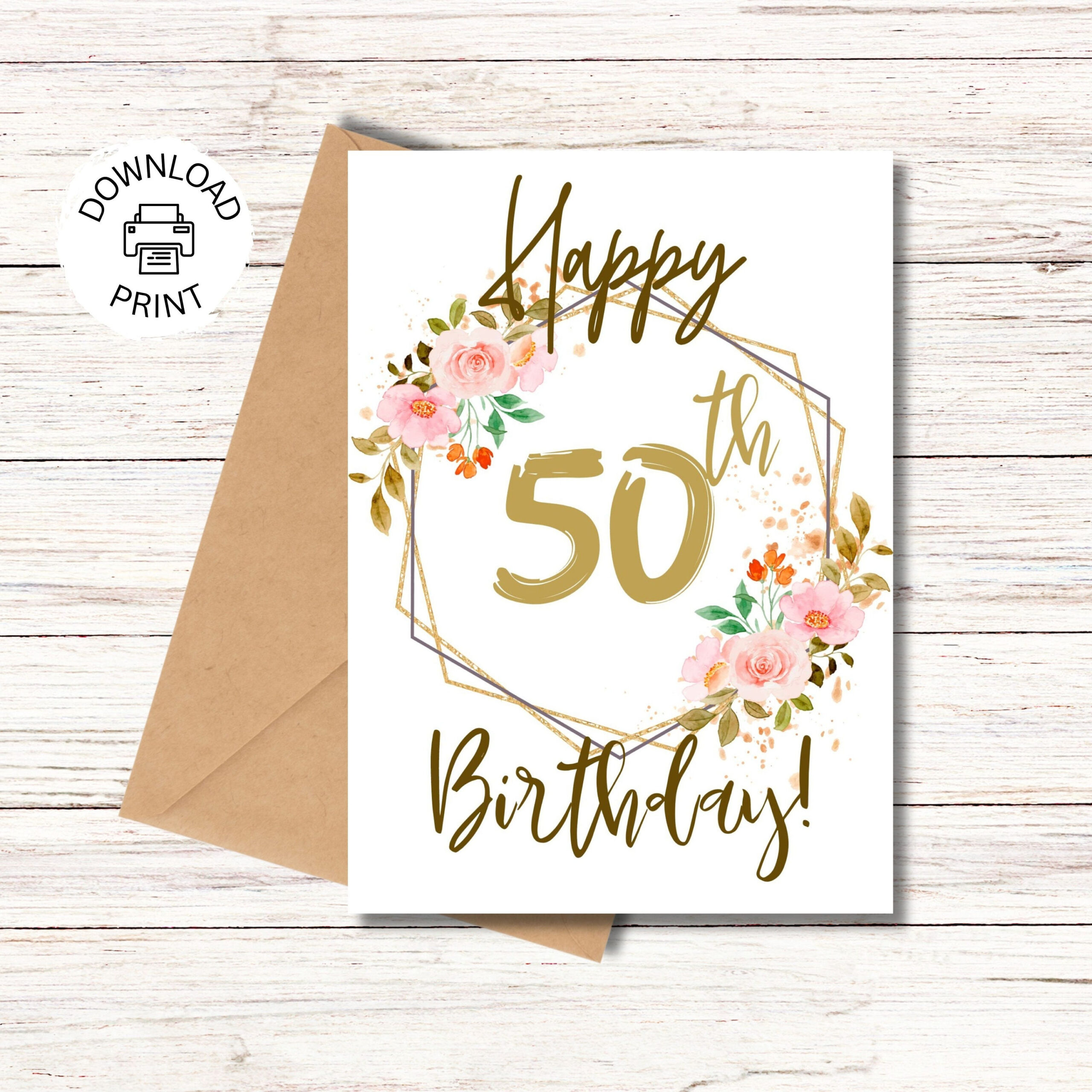 Happy 50Th Birthday Card Printable Greeting Card Birthday Wishes for Printable Birthday Cards 50Th