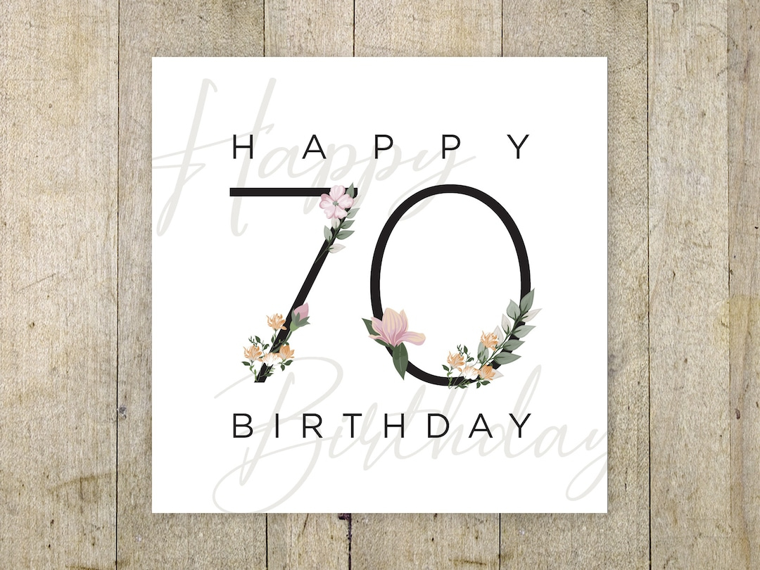 Happy Birthday 70Th Birthday Printable Birthday Card Digital Birthday 70 Years Old Beautiful Birthday Card Square Birthday Card - Etsy Sweden for Happy 70Th Birthday Cards Printable