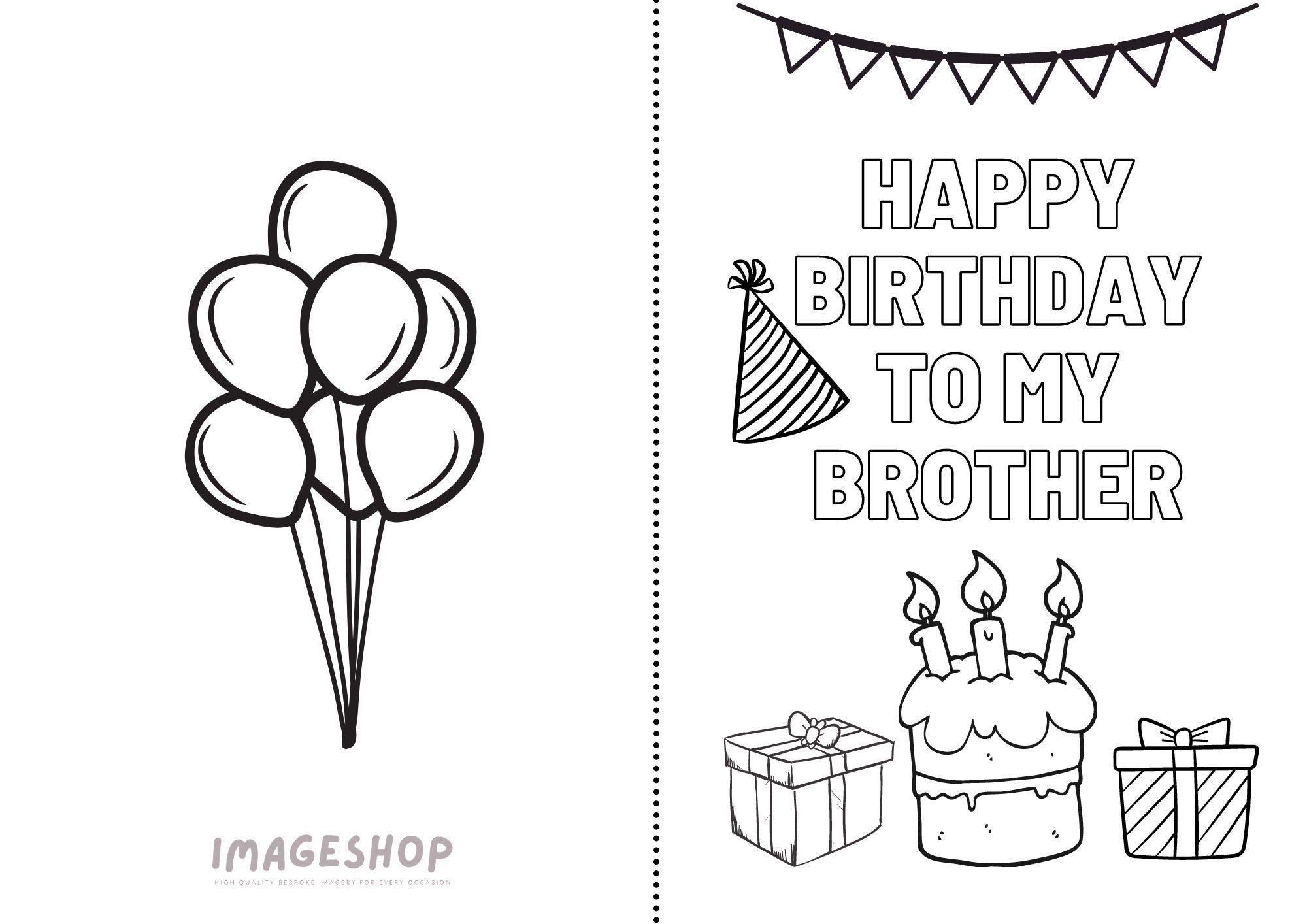 Happy Birthday Brother, Happy Birthday Card, Colouring In Card throughout Brother Printable Birthday Cards