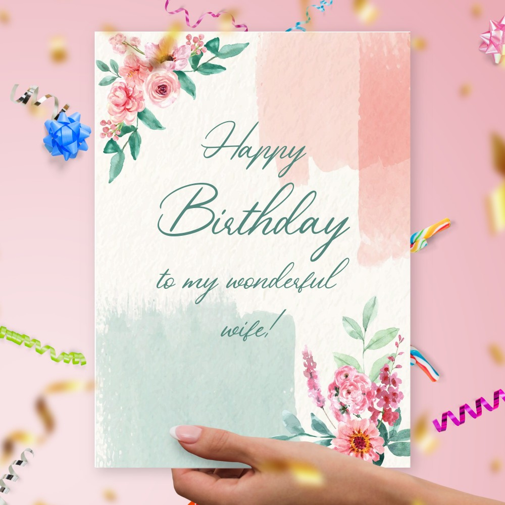 Happy Birthday Card For My Wonderful Wife Template Editable Online regarding Printable Birthday Cards For My Wife