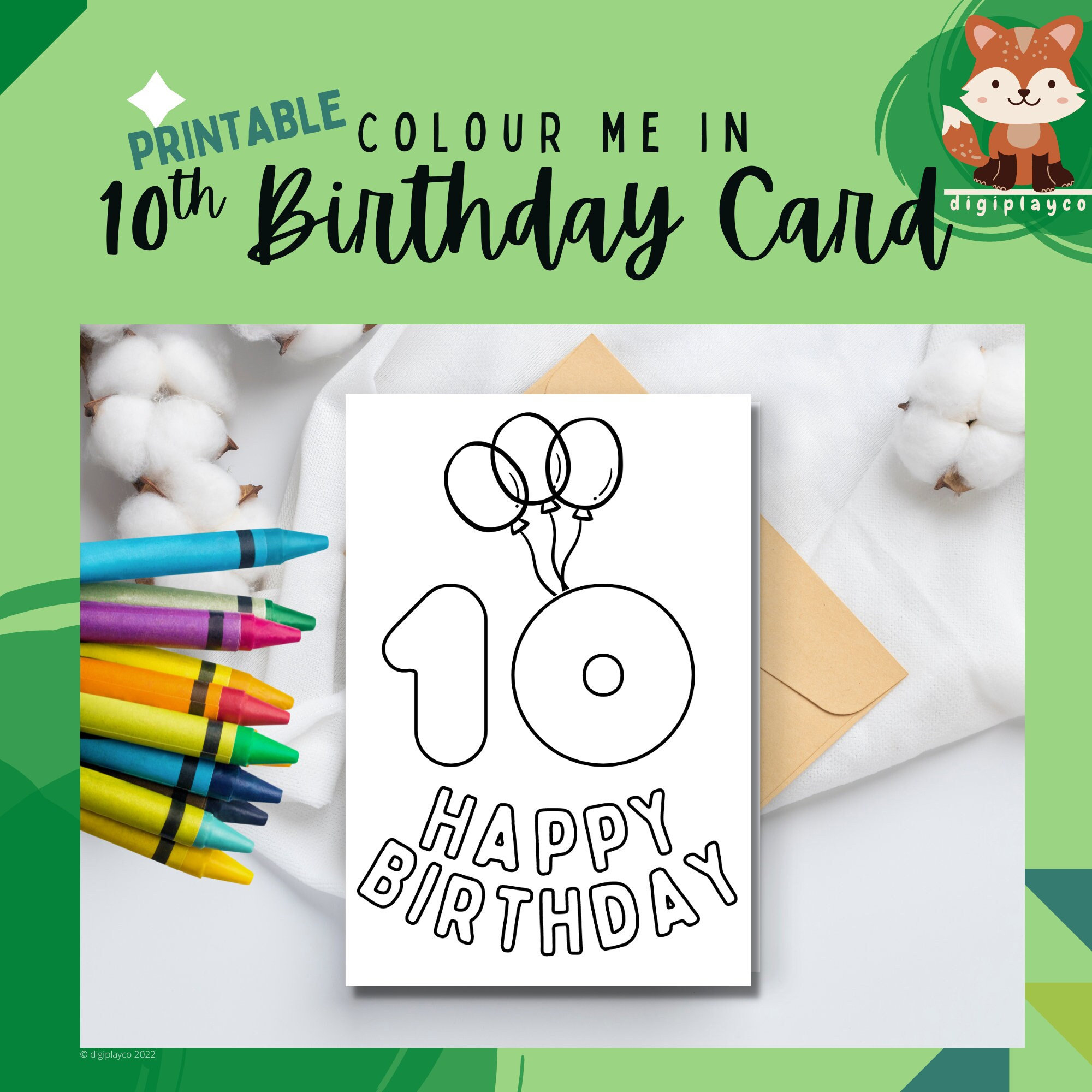 Happy Birthday Card Printable Colour In Kids 10 Year Old Tenth intended for 10Th Birthday Card Printable