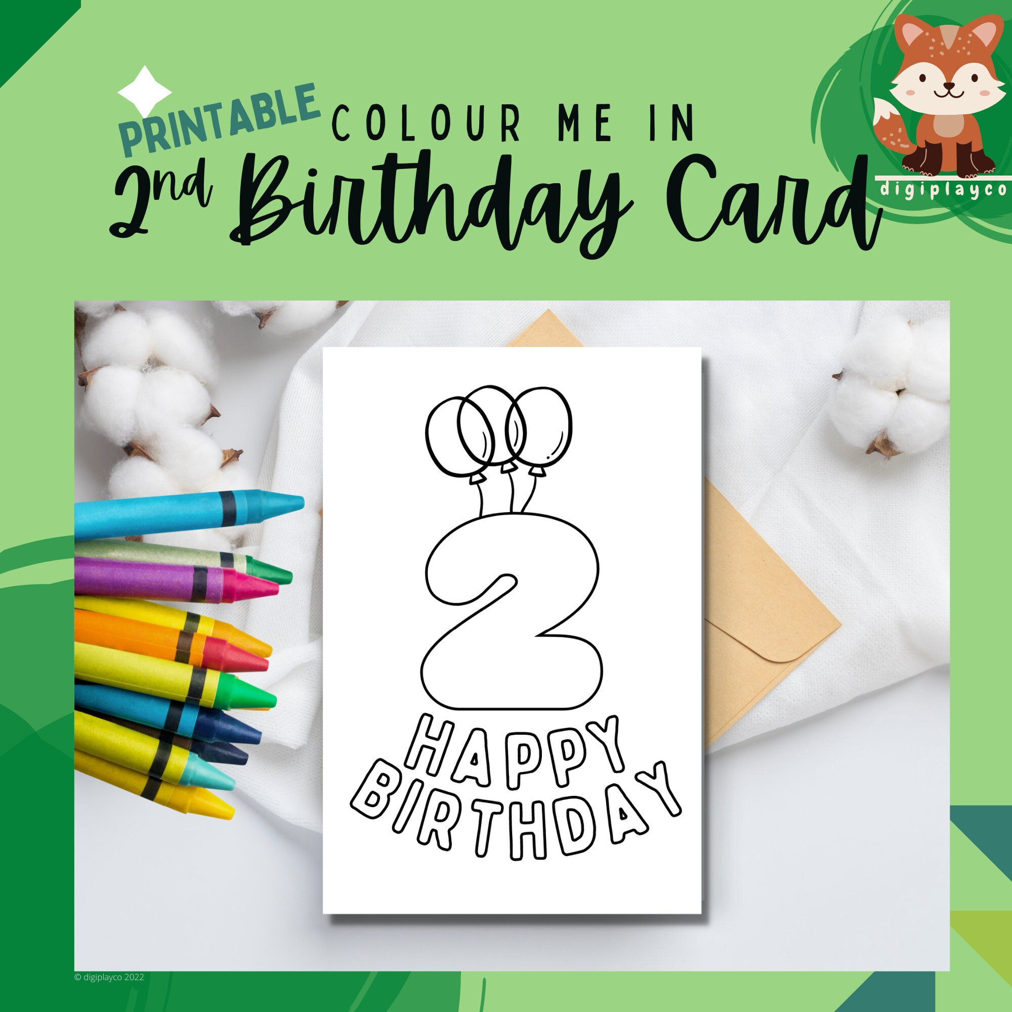 Happy Birthday Card Printable Colour In Kids 2 Year Old Second regarding 2Nd Birthday Card Printable