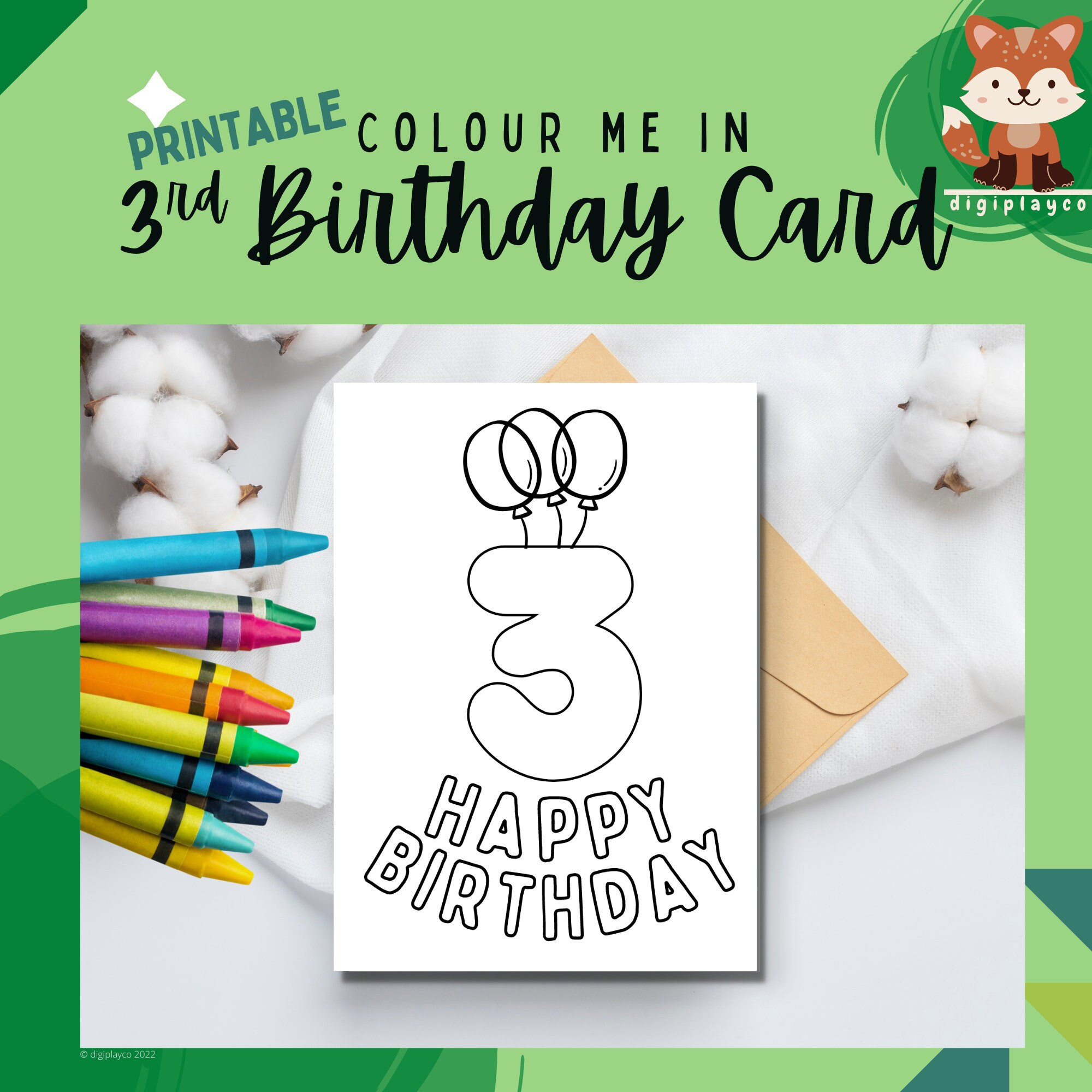 Happy Birthday Card Printable Colour In Kids 3 Year Old Third regarding 3rd Birthday Card Printable