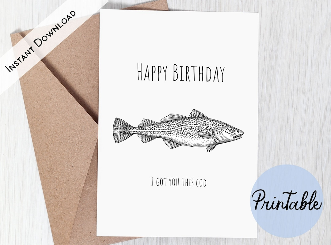 Happy Birthday Card, Printable, Funny Birthday Card, Fishing, Fish Birthday Card, Birthday Card For Dad, Card For Husband, Instant Download - Etsy regarding Fishing Birthday Cards Printable