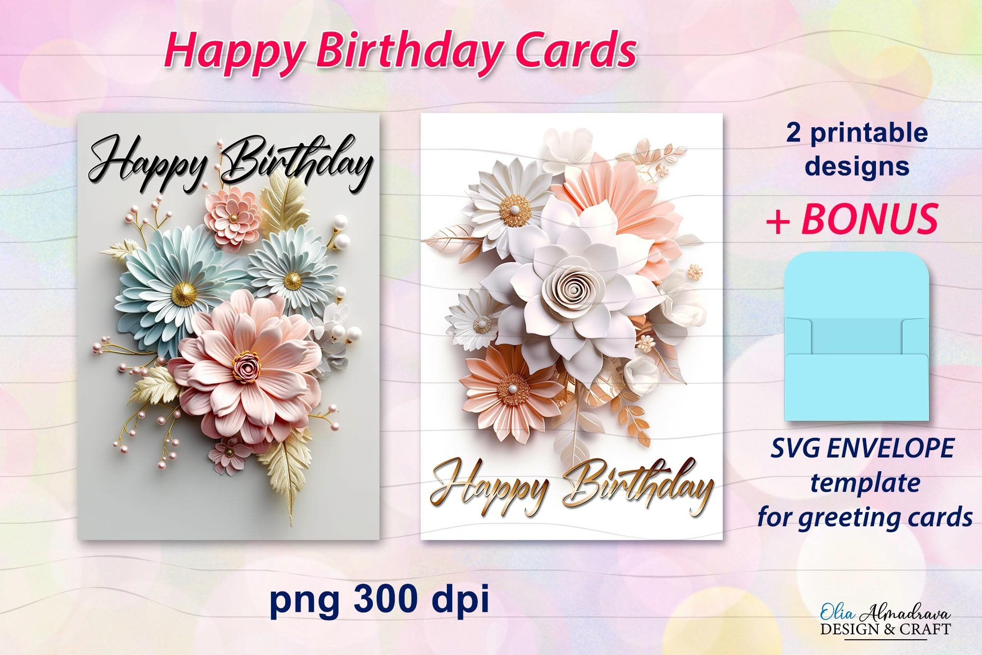 Happy Birthday Card|3D Flowers Printable Birthday Card Png throughout Printable 3D Birthday Cards