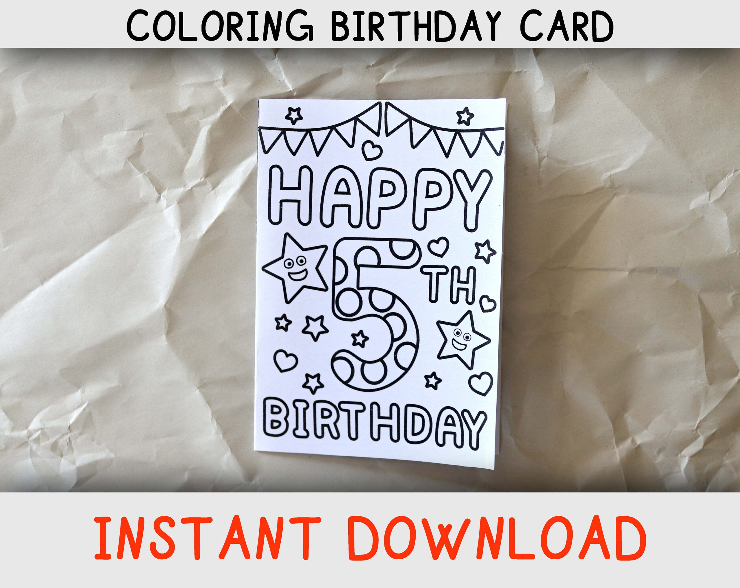 Happy Birthday Coloring Card For Five Year Old Who Loves Coloring in 5Th Birthday Card Printable