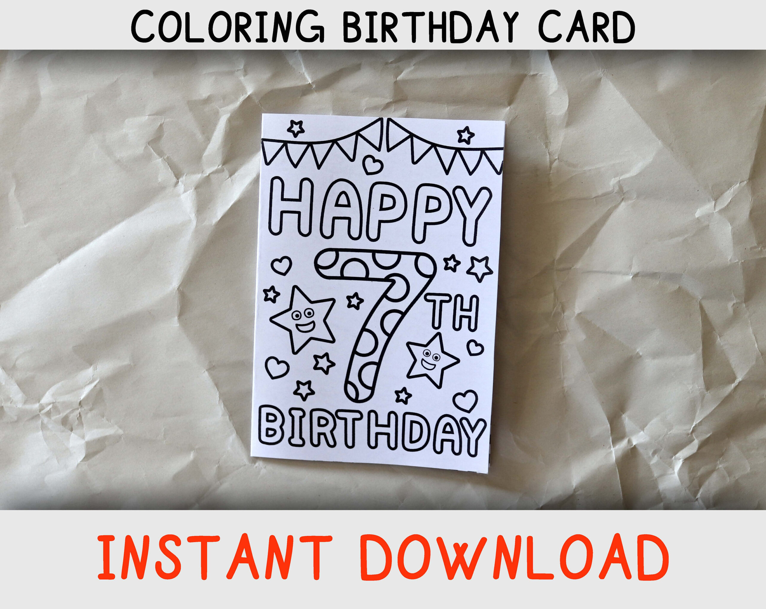 Happy Birthday Coloring Card For Seven Year Old Who Loves Coloring throughout 7th Birthday Card Printable