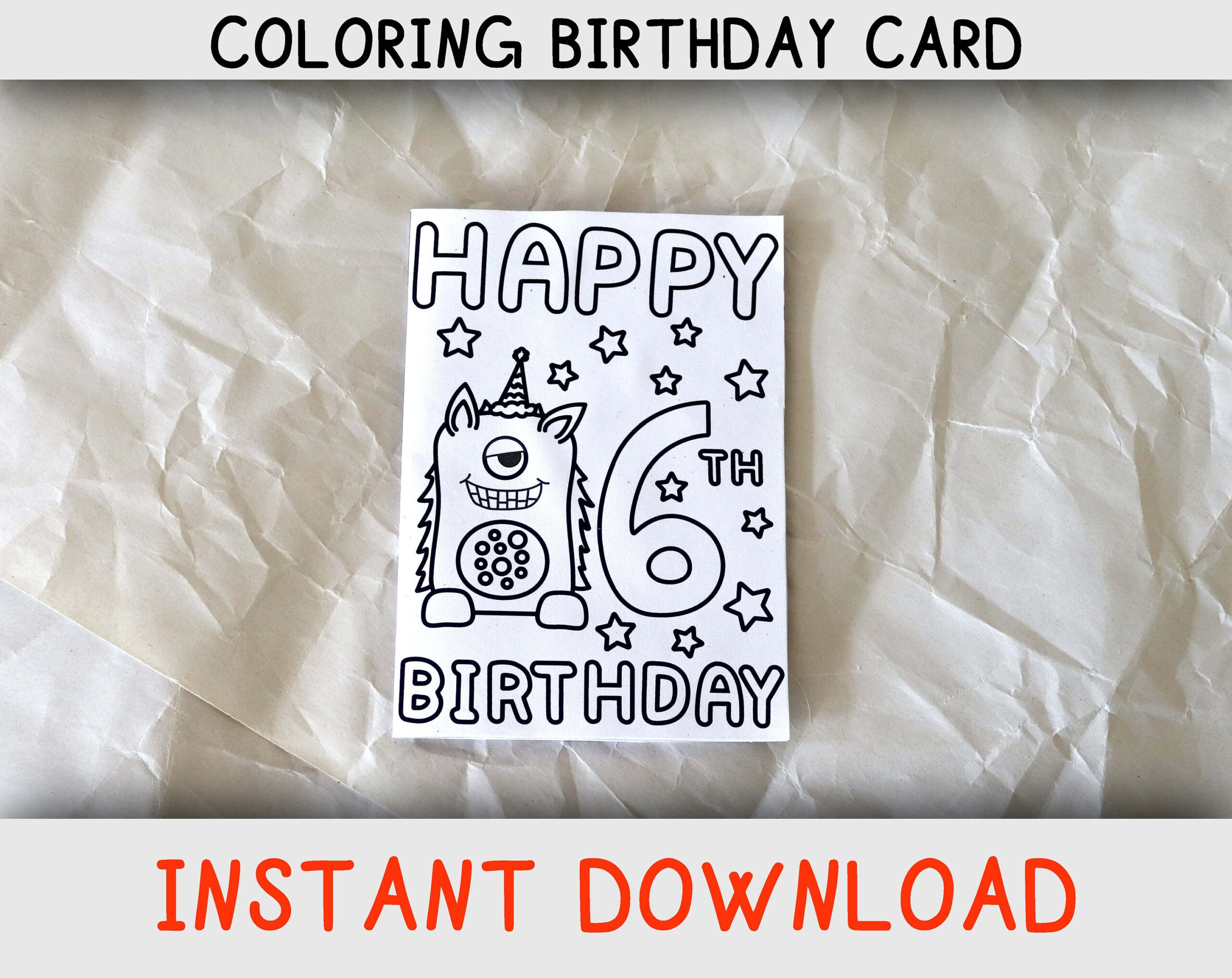 Happy Birthday Coloring Card For Six Year Old Who Loves Coloring pertaining to 6Th Birthday Card Printable