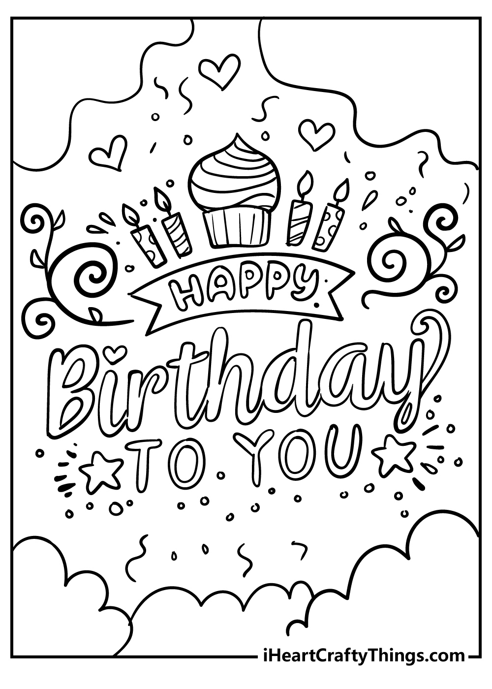 Happy Birthday Coloring Pages (100% Free Printables) for Free Printable Coloring Birthday Cards For Aunt