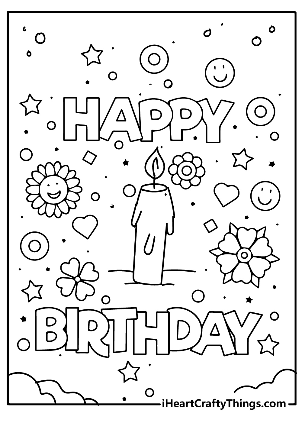 Happy Birthday Coloring Pages (100% Free Printables) intended for Free Printable Coloring Birthday Card For Uncle