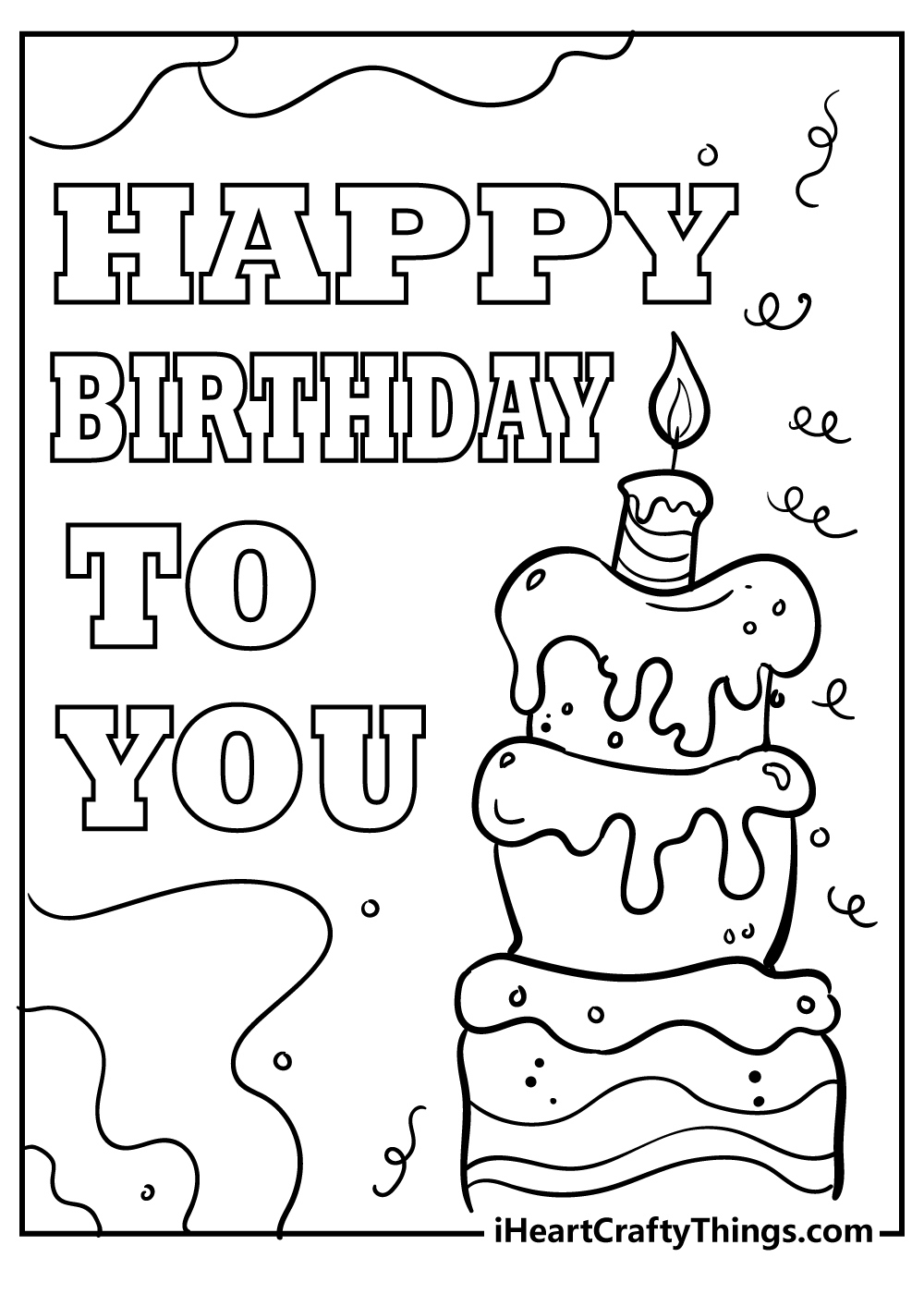 Happy Birthday Coloring Pages (100% Free Printables) throughout Free Coloring Birthday Cards Printable