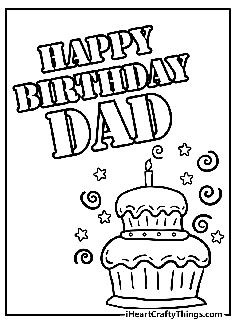 Happy Birthday Dad Coloring Pages (100% Free Printables) for Free Printable Birthday Cards For Dad From Son