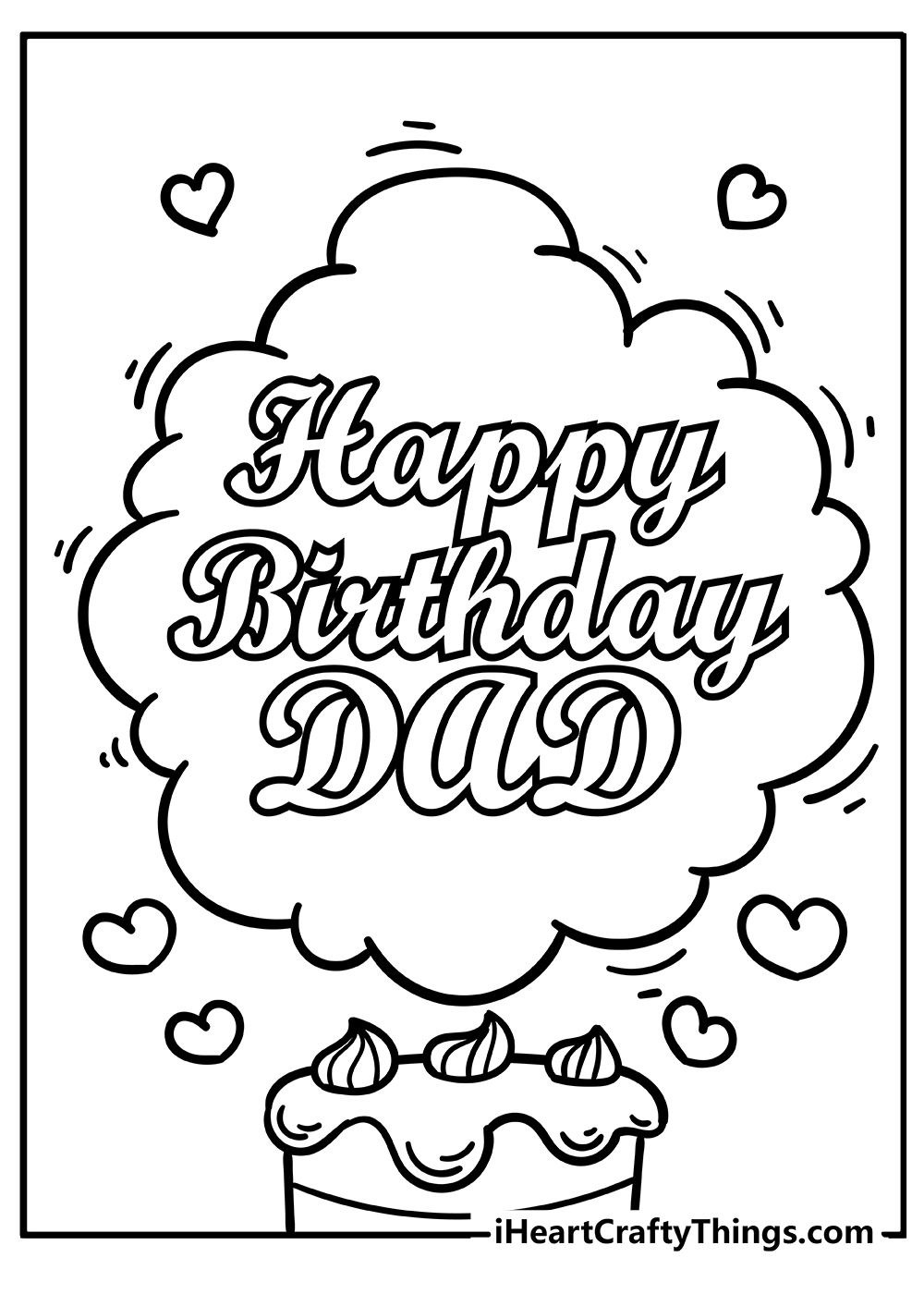 Happy Birthday Dad Coloring Pages (100% Free Printables) for Free Printable Birthday Cards to Color For Dad