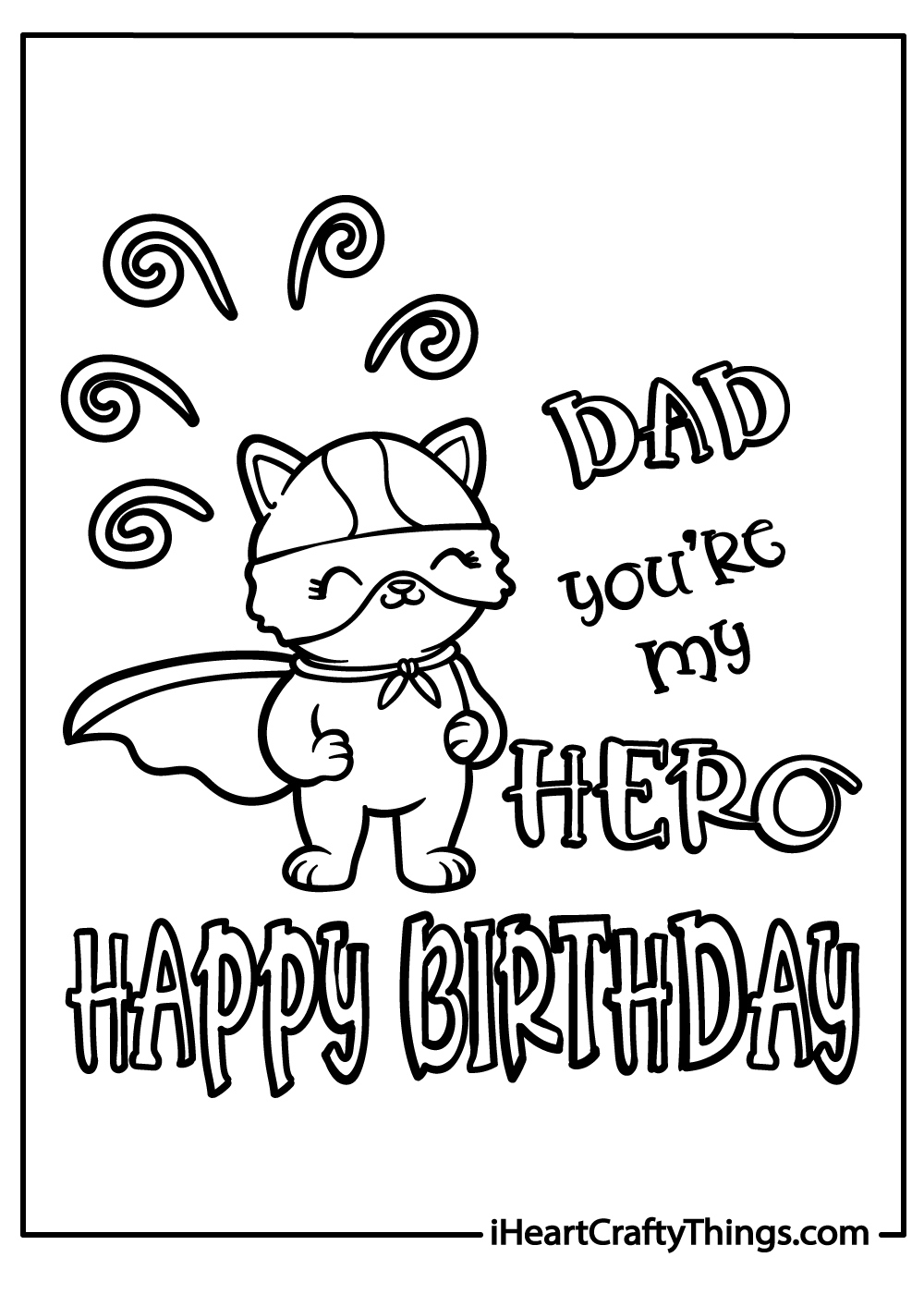 Happy Birthday Dad Coloring Pages (100% Free Printables) in Foldable Printable Birthday Cards to Color For Dad