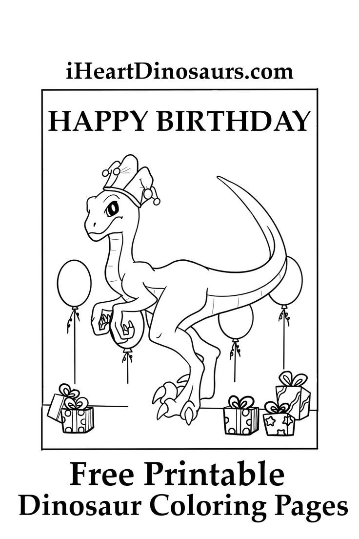 Happy Birthday Dinosaur Coloring Sheet throughout Free Printable Dinosaur Birthday Cards