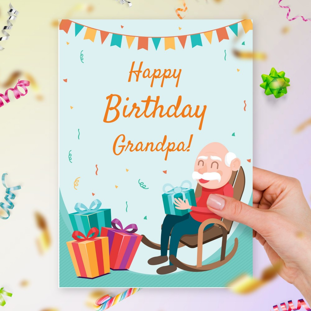 Happy Birthday Grandpa Birthday Card Template Editable Online within Printable Birthday Cards For Grandfather