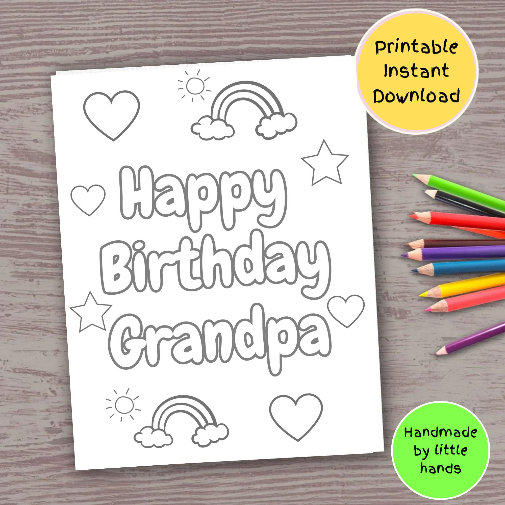 Happy Birthday Grandpa Printable Coloring Page For Kids Handmade in Printable Coloring Birthday Cards For Grandpa