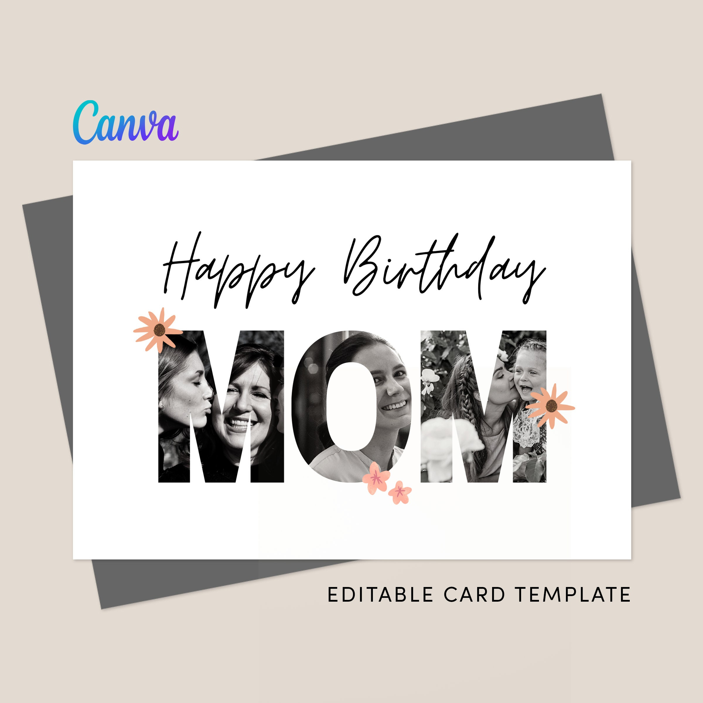 Happy Birthday Mom Card Printable Birthday Day Card Diy Editable regarding Happy Birthday Mother Cards Printable