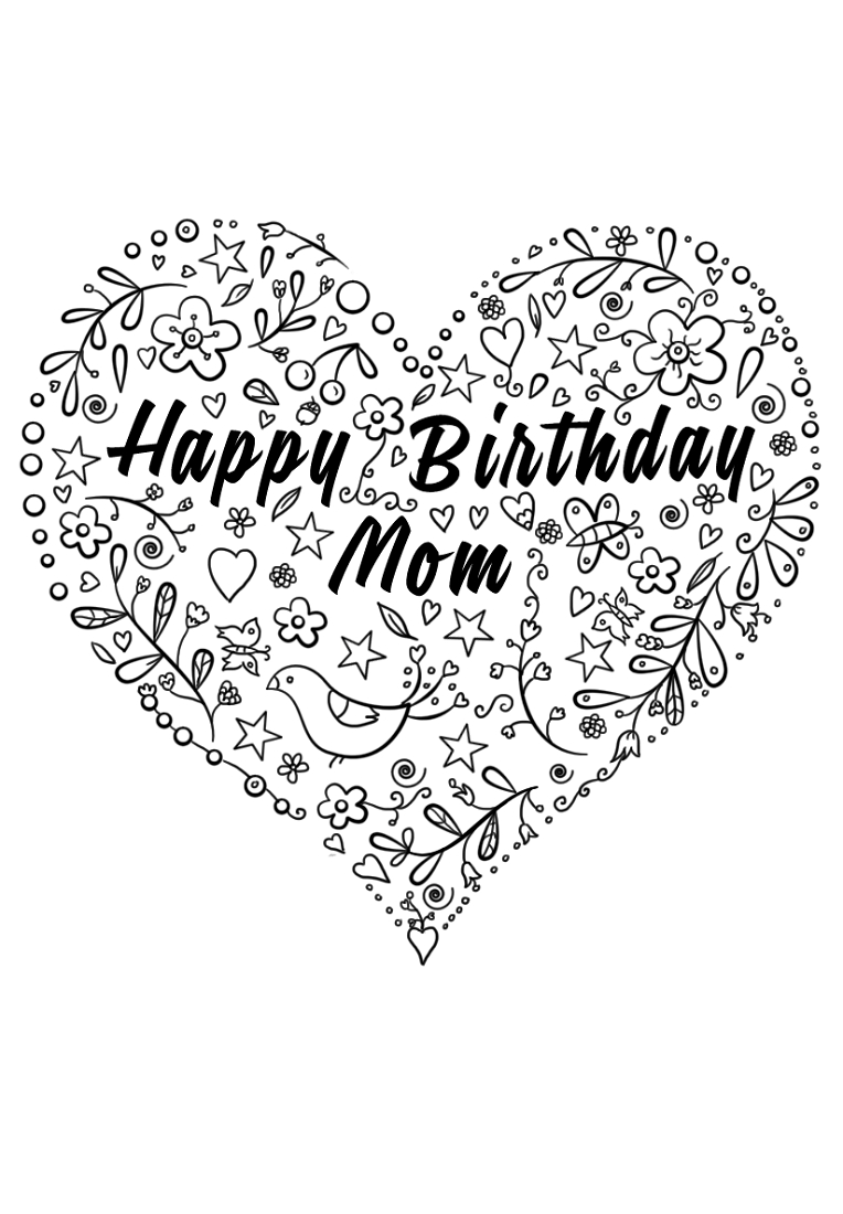 Happy Birthday Mom Coloring Pages | Activity Shelter for Printable Birthday Cards To Color For Mom