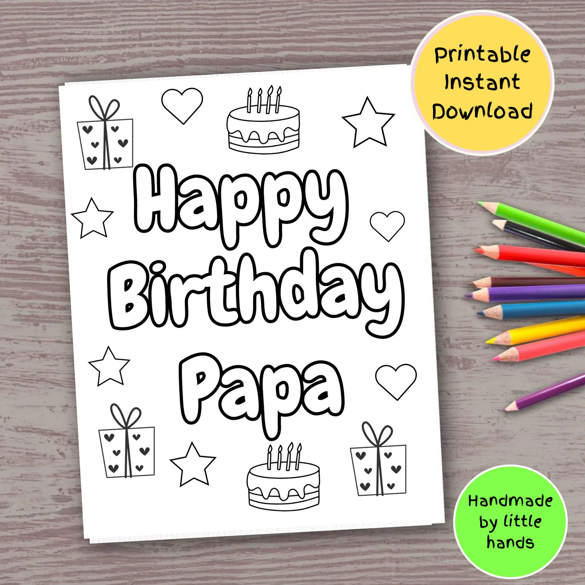 Happy Birthday Papa Printable Coloring Page For Kids Handmade Diy pertaining to Free Printable Birthday Cards For Papa