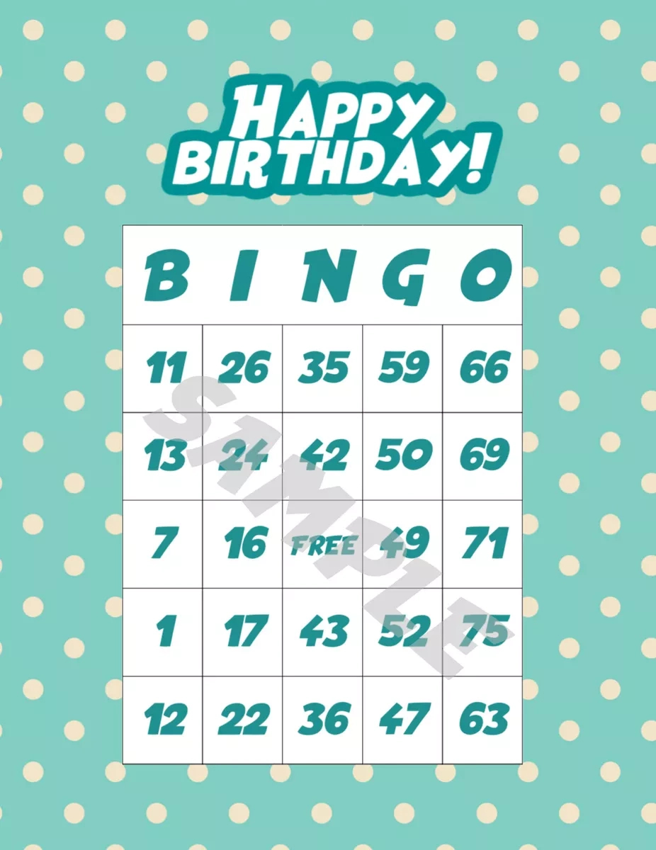 Happy Birthday! Printable Bingo Cards! 20, 50, 200, 500, 1000 in Birthday Bingo Printable Cards