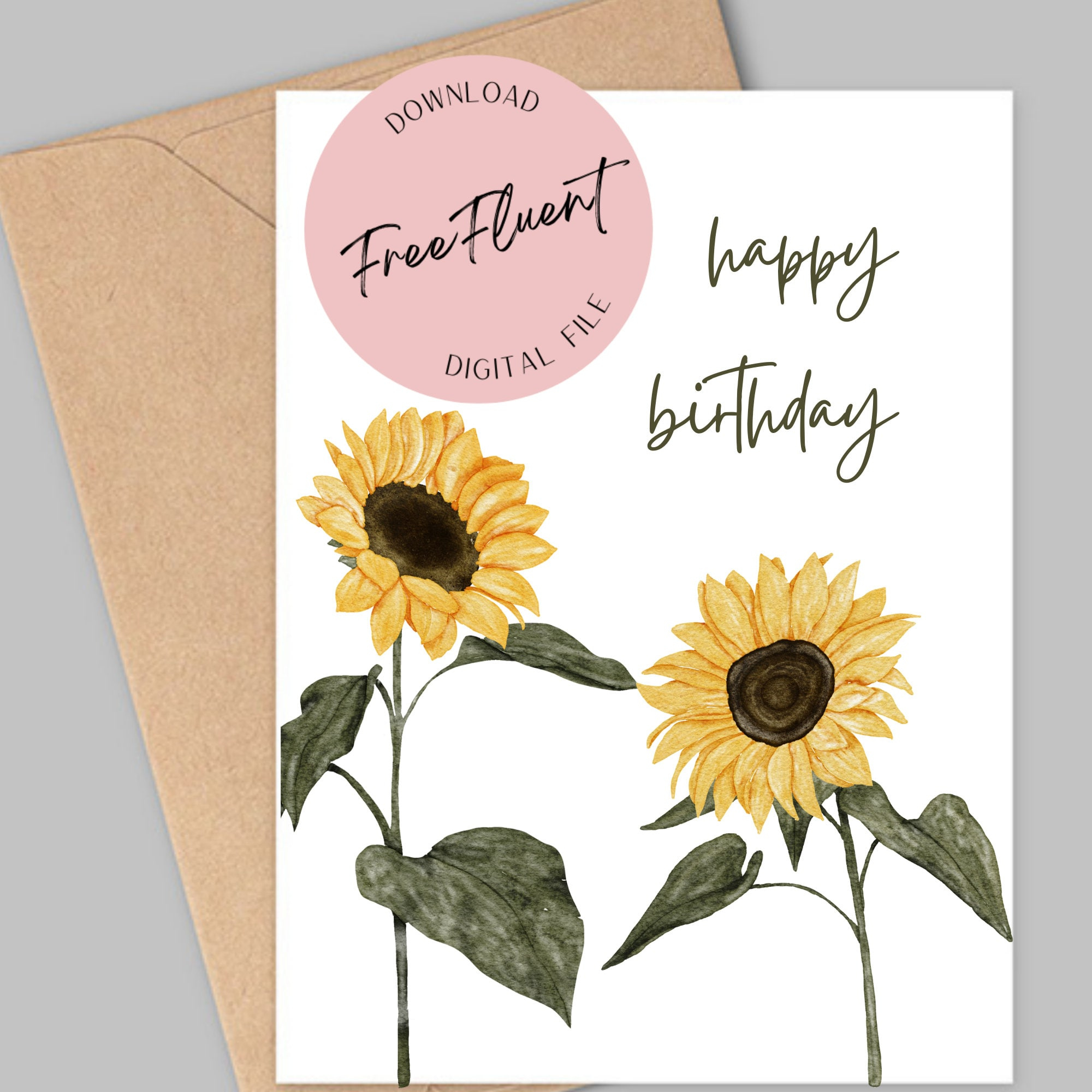 Happy Birthday Sunflower Card, Printable Birthday Card, Best in Sunflower Birthday Card Printable