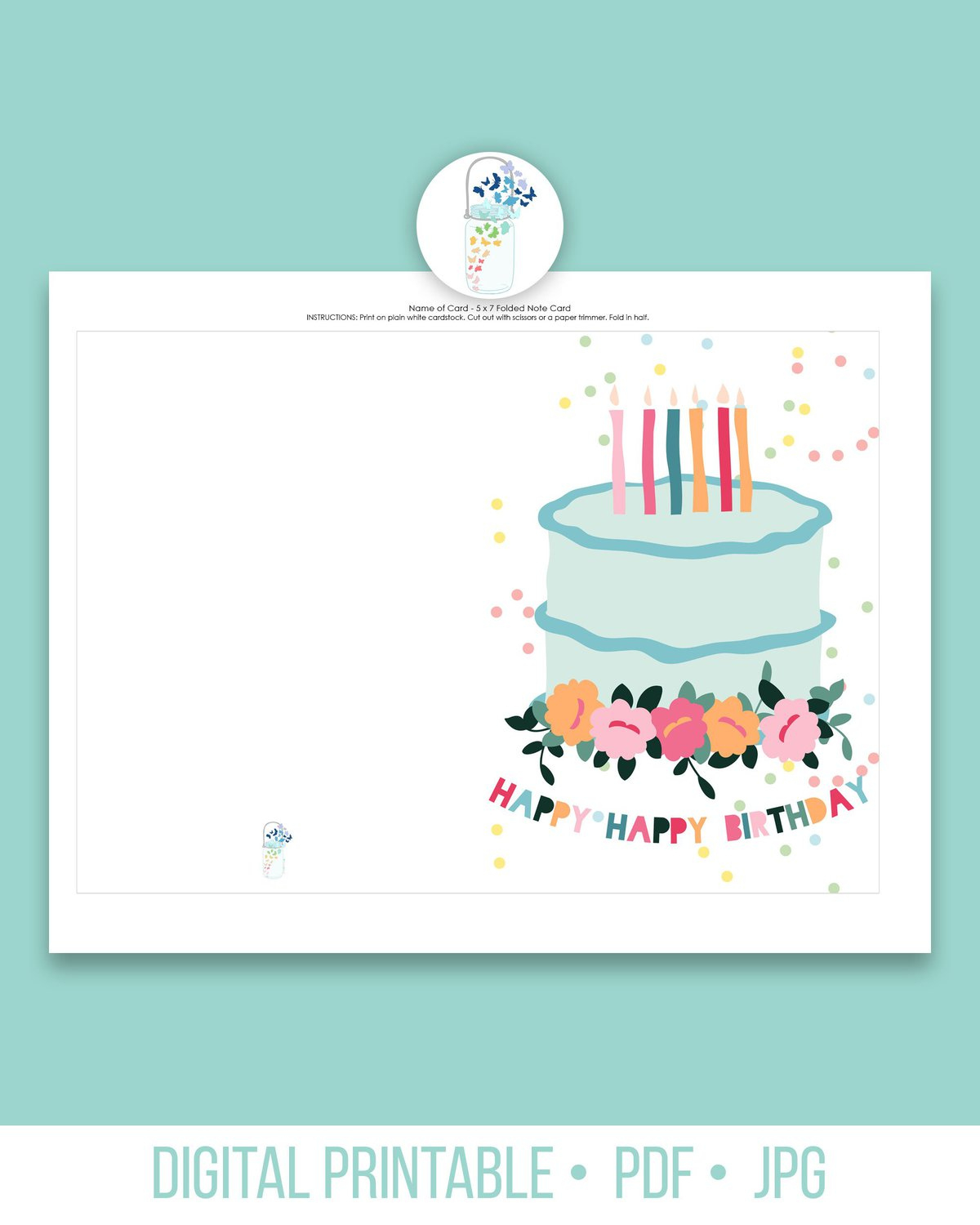 Happy Happy Birthday Printable Card, 5X7 - Lauras Crafty Life pertaining to Happy Birthday Card Printables