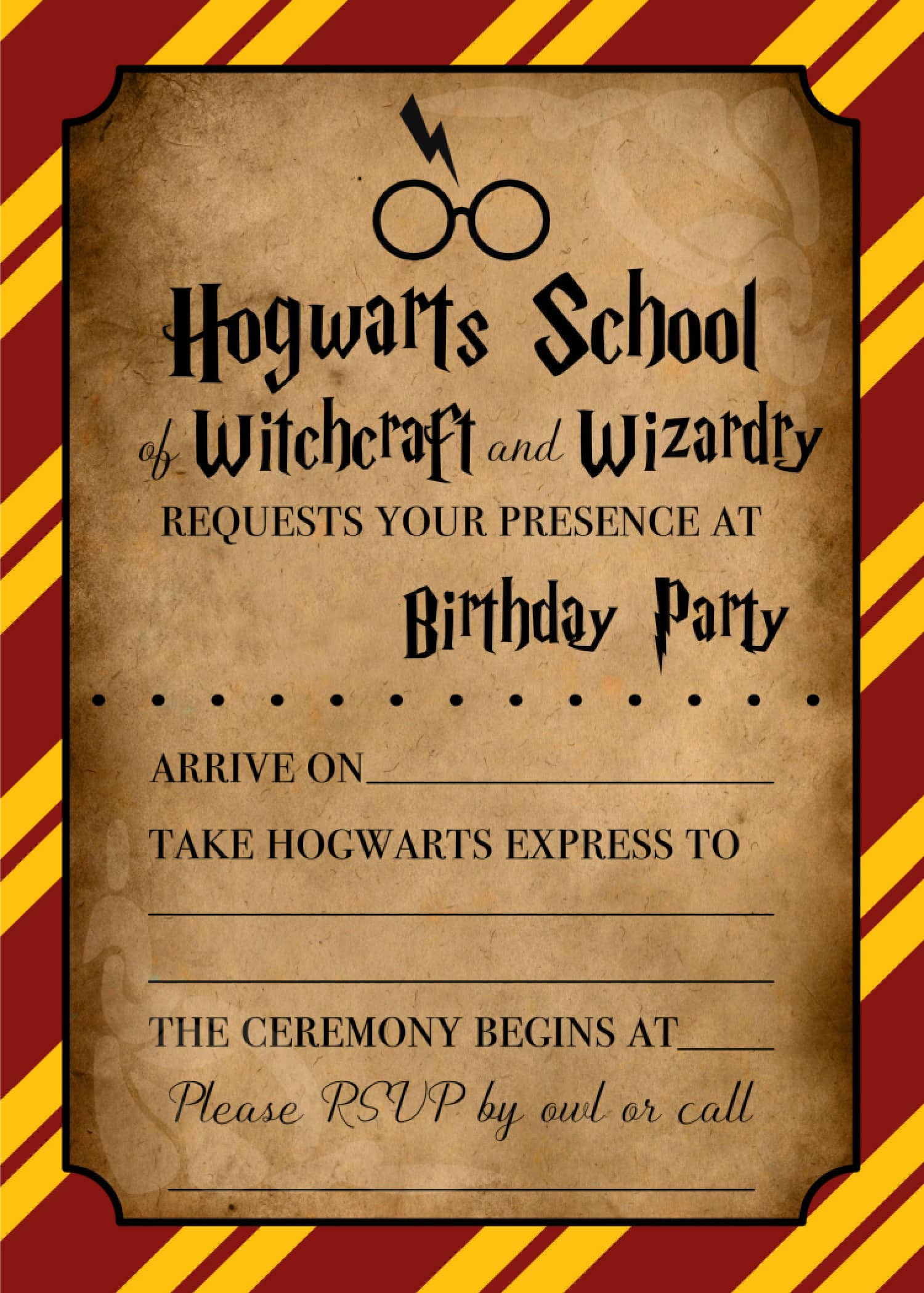 Harry Potter Invitations (Free Printables) | Fun Money Mom with regard to Printable Harry Potter Birthday Card Template