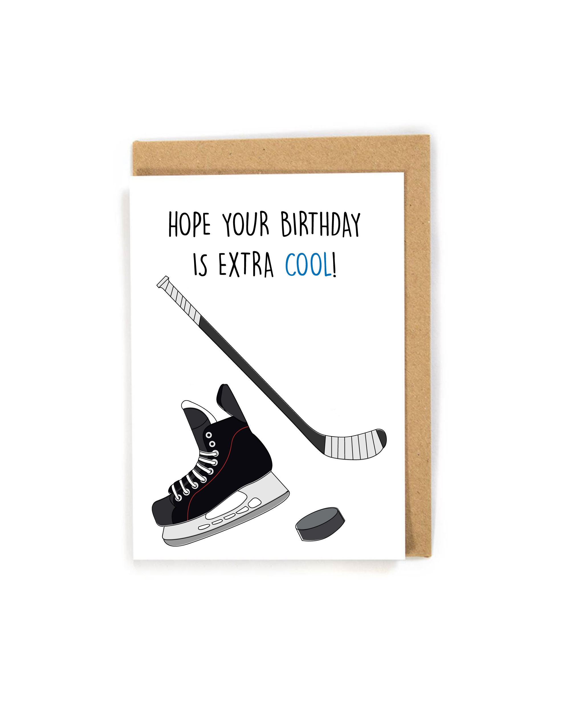 Hockey Birthday Card, Birthday Card For Hockey Player/Lover, Cute Birthday Card, Sports Birthday Card, Happy Birthday Card For Kids within Hockey Birthday Cards Free Printable