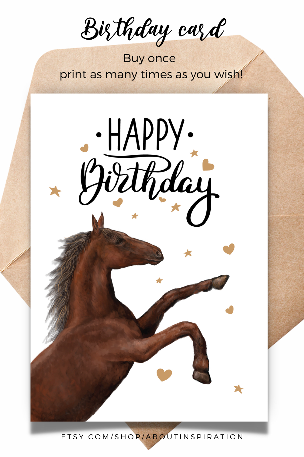 Horse Birthday Card - Printable Buy Once Print As Many Times As inside Free Printable Birthday Cards With Horses