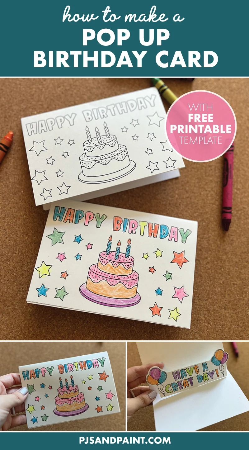 How To Make A Pop Up Birthday Card - Free Printable - Pjs And Paint for Pop Up Birthday Card Template Printable