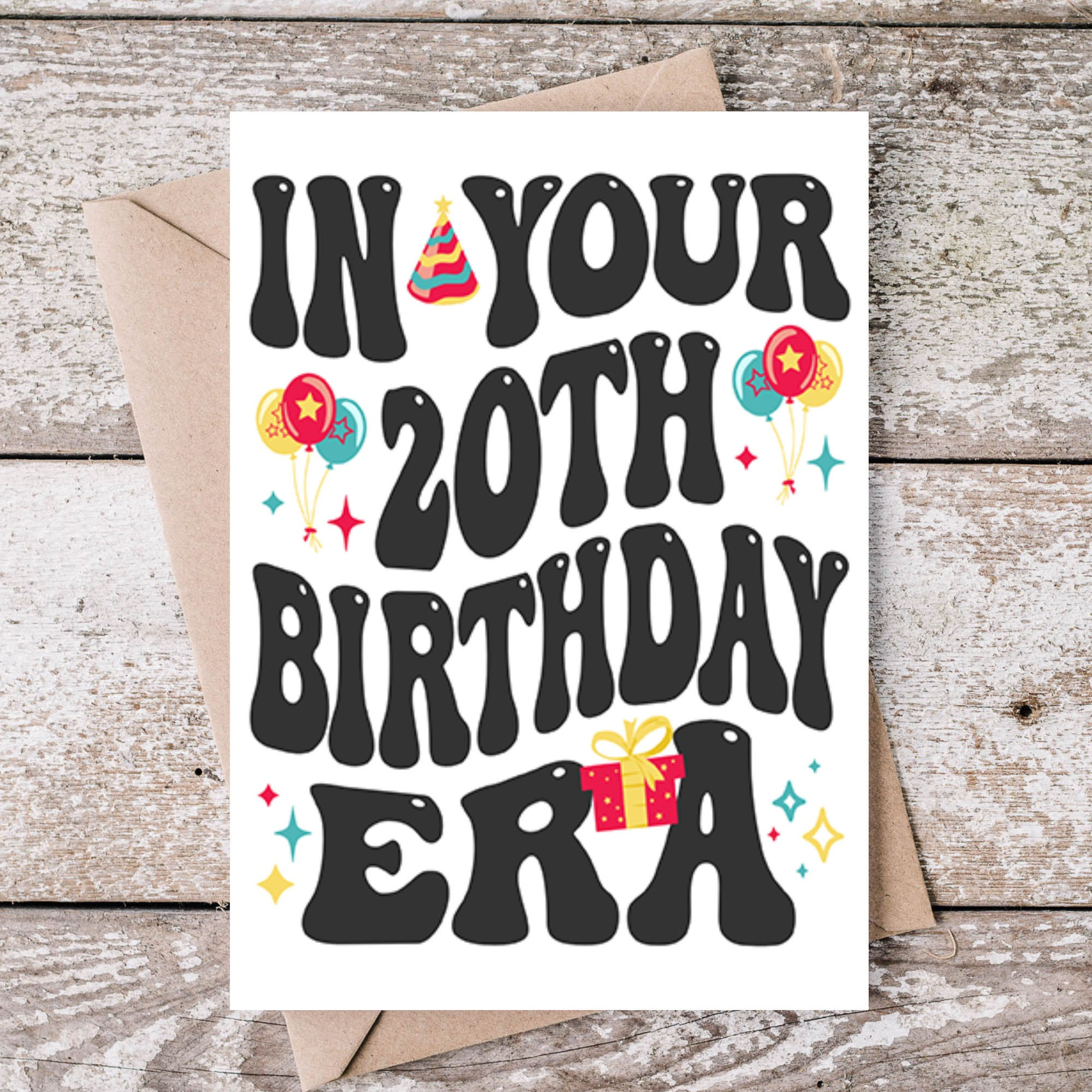 In Your 20Th Birthday Era 5X7 Printable Birthday Card, Colorful within 20th Birthday Cards Printable