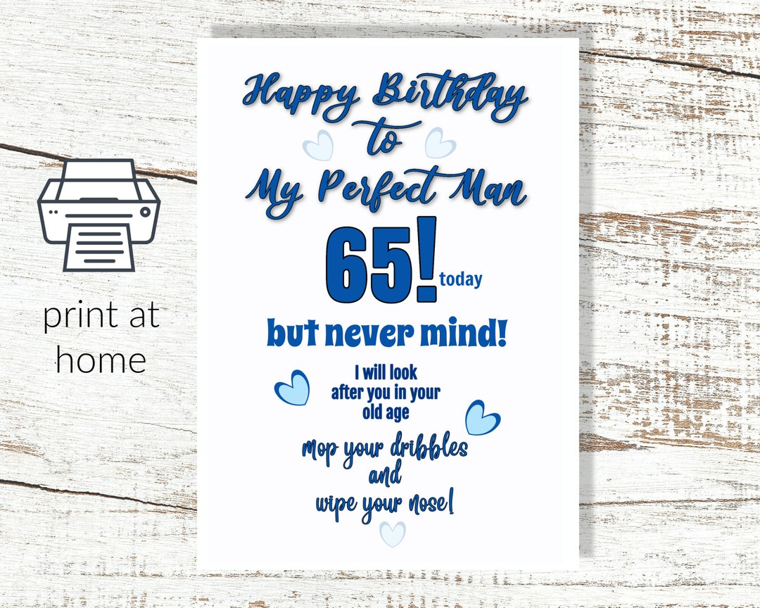 Instant Download And Print At Home 65Th Birthday Greetings Card My in Free Printable 65th Birthday Cards