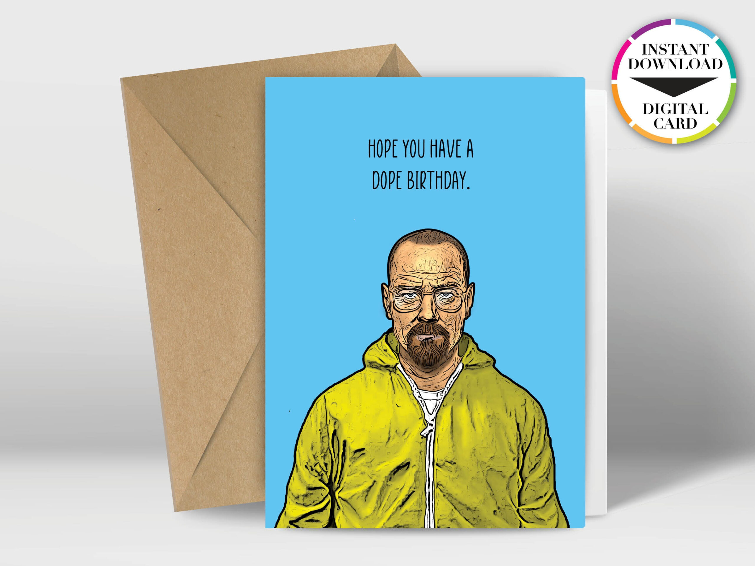 Instant Download Birthday Card Pdf Card Walter White Breaking Bad throughout Breaking Bad Birthday Card Printable