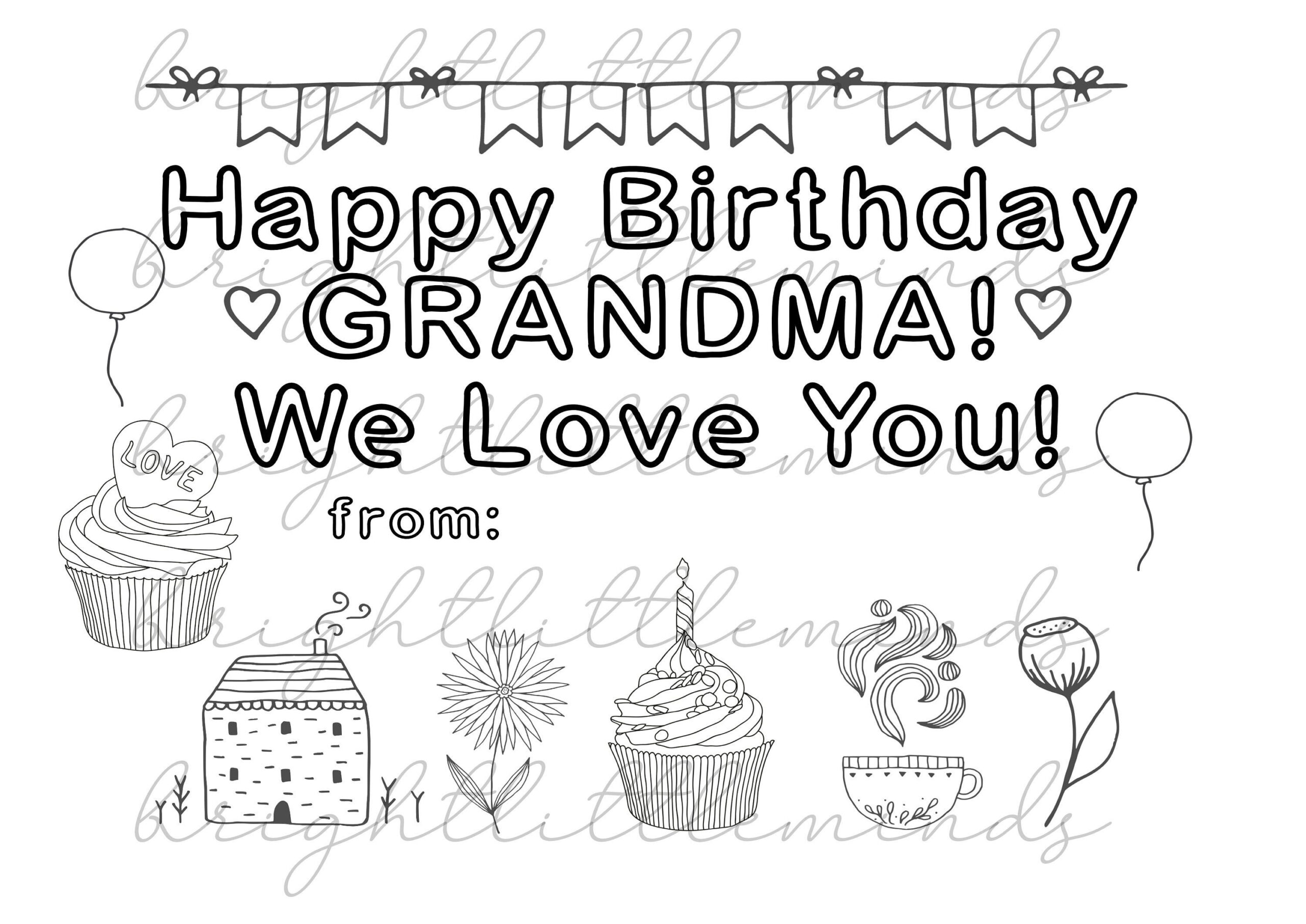 Instant Download Printable Happy Birthday Grandma Diy Kids for Birthday Cards For Grandma Printable